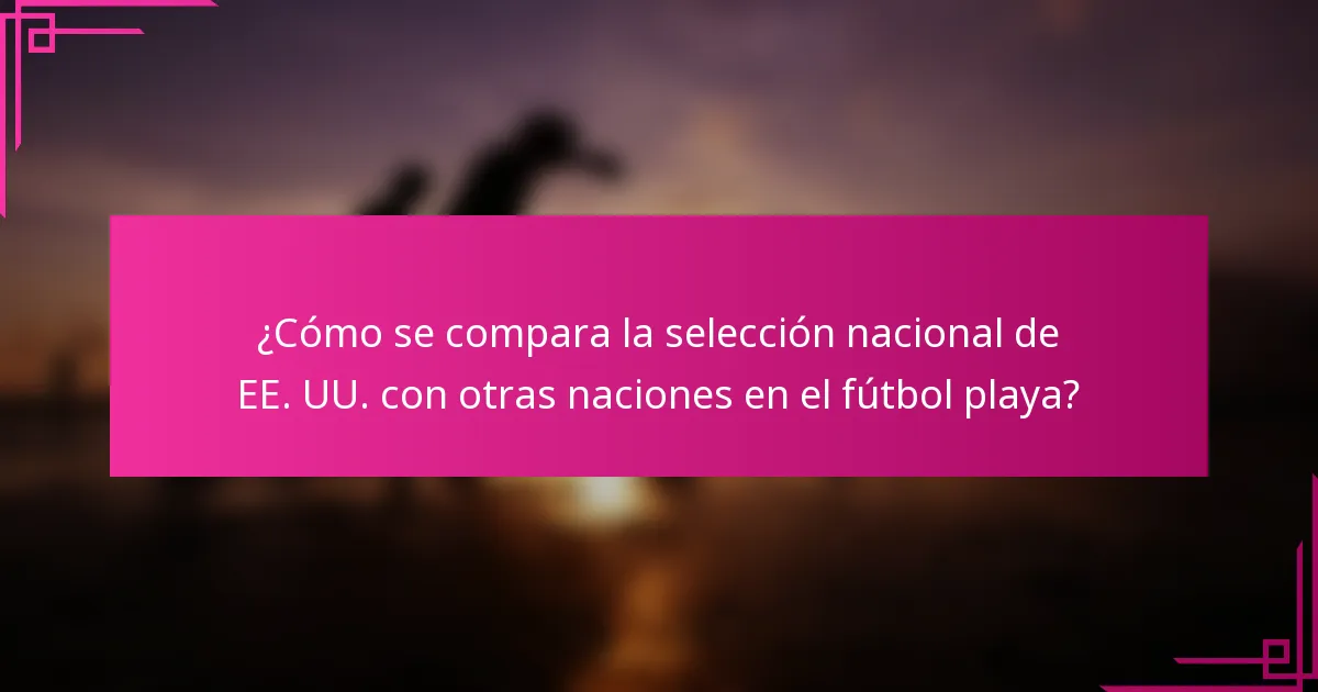 ¿Cómo se compara la selección nacional de EE. UU. con otras naciones en el fútbol playa?
