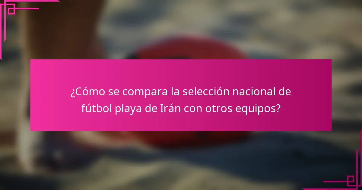 ¿Cómo se compara la selección nacional de fútbol playa de Irán con otros equipos?