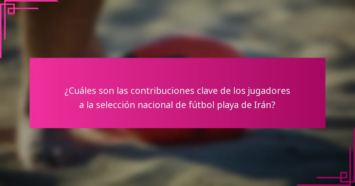 ¿Cuáles son las contribuciones clave de los jugadores a la selección nacional de fútbol playa de Irán?