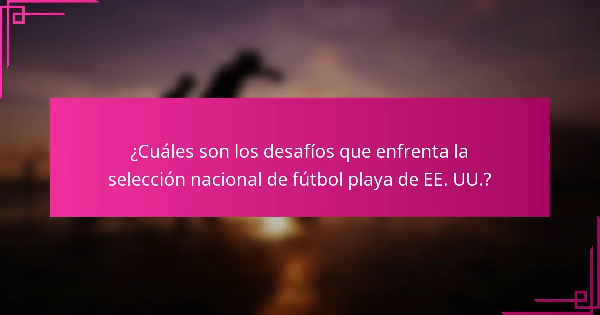 ¿Cuáles son los desafíos que enfrenta la selección nacional de fútbol playa de EE. UU.?
