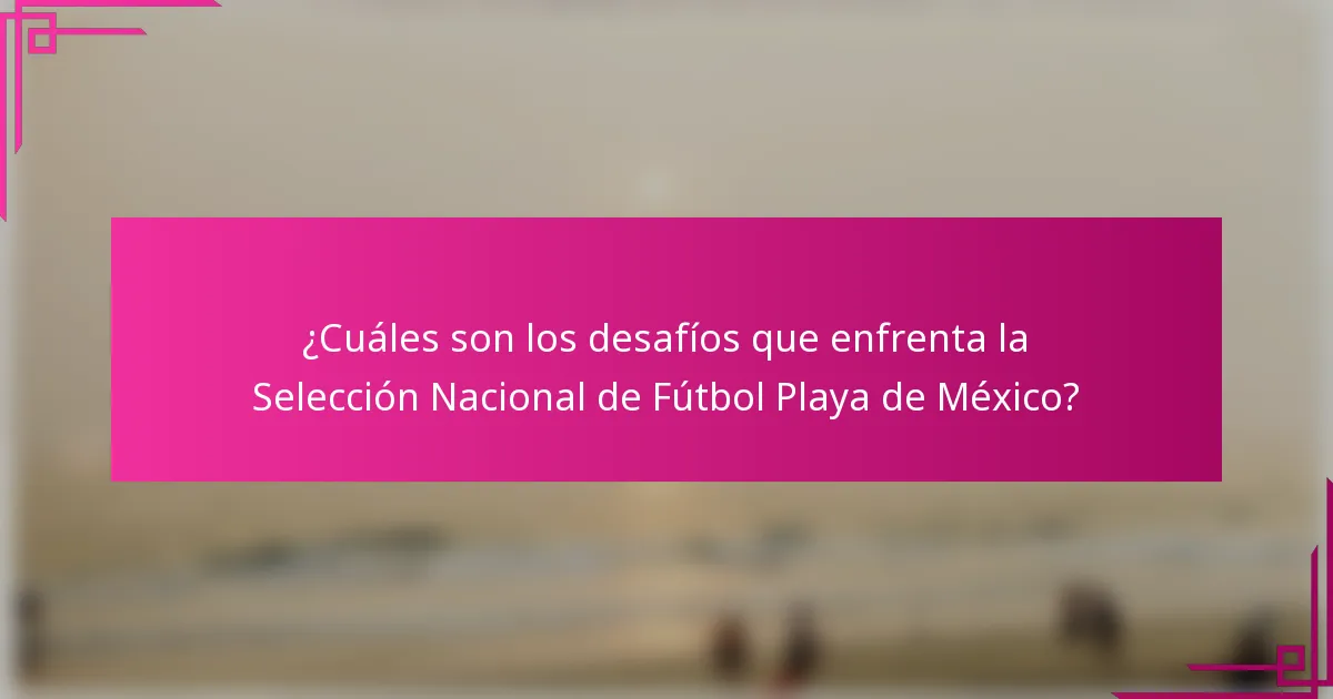 ¿Cuáles son los desafíos que enfrenta la Selección Nacional de Fútbol Playa de México?
